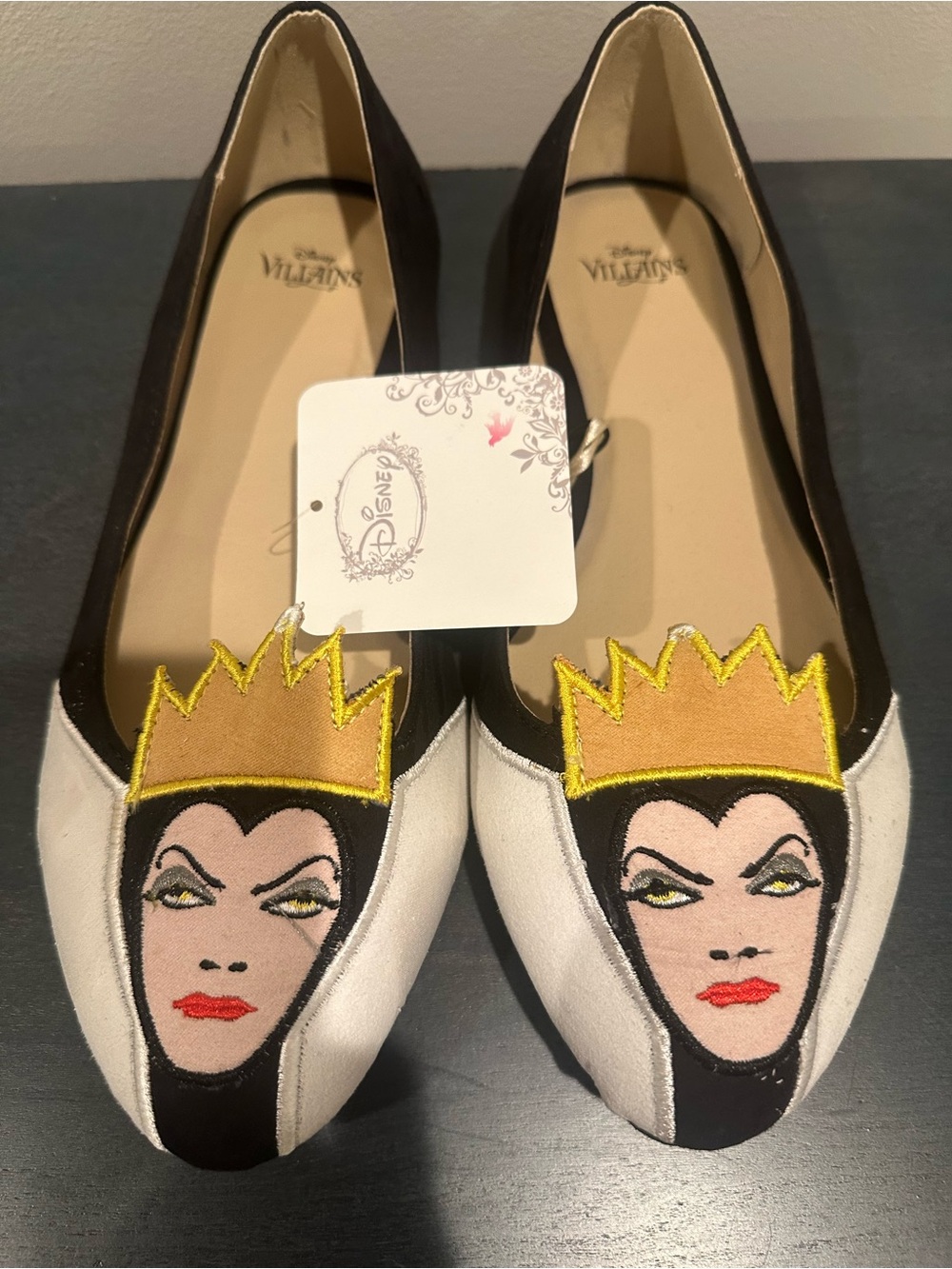 Disney Ivory, Black & Gold Evil Queen Embroidered Ballet Flats
